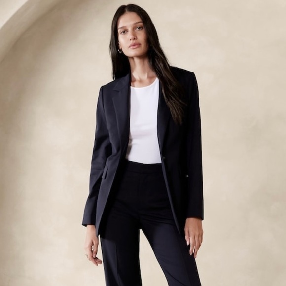 NWT! BANANA REPUBLIC NAVY SIENA SLIM ITALIAN WOOL BLAZER 💛 - Picture 9 of 16